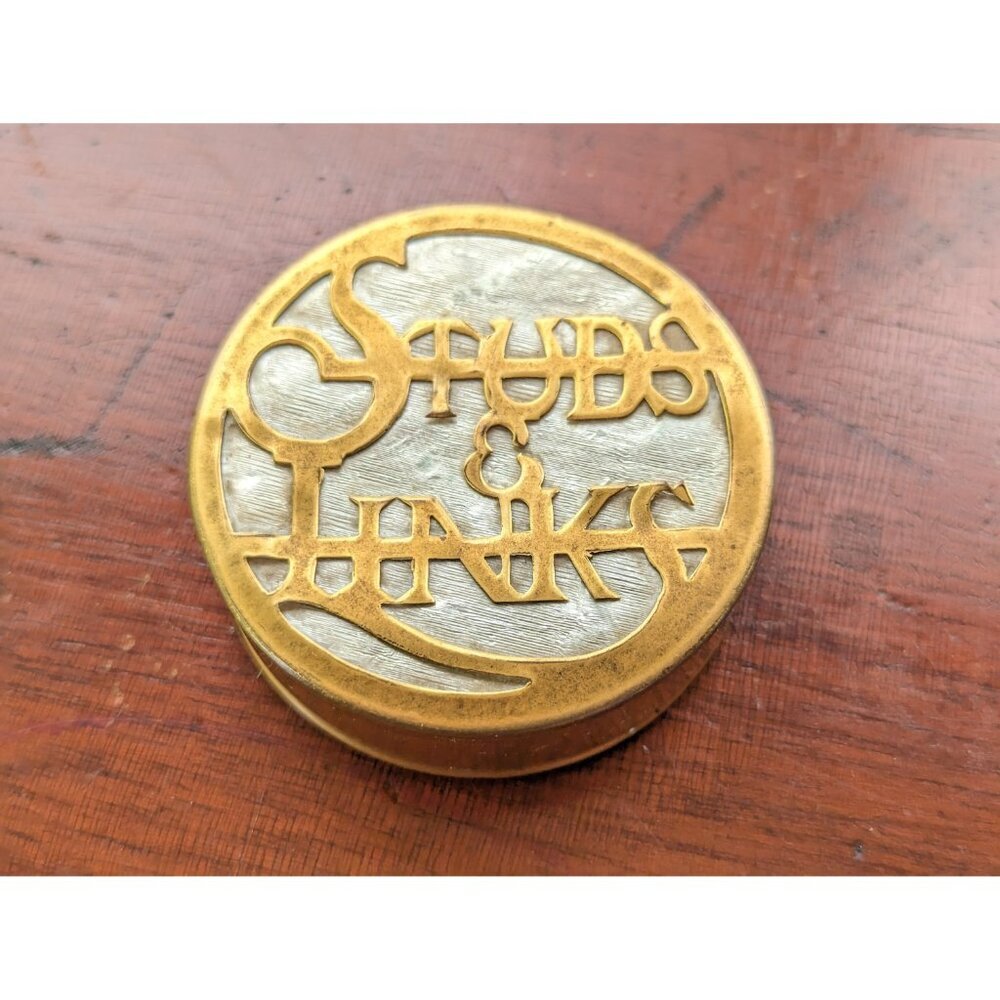 Spectacular brass art nouveau  studs and links cufflink box, Steampunk trinkets